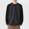 Camiseta de Manga Larga Waffle Pesada Tallas Grandes para Hombre Tendencia Otoño Primavera Hombre Gordo Extra Gordo Extra Grande Holgada Manga Raglán Camiseta Interior