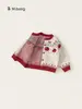 Ropa para Niños Bangxuan 2026 Suéter Abrigo Infantil de Primavera y Otoño Cárdigan para Niñas Ropa Retro Top para Bebé con Lazo