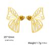 Pendientes de alas de mariposa para mujer, delicados y grandes, de acero inoxidable 304, elegantes y elegantes.