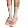 Calcetines Blancos de Becerro para Mujer Finos de Primavera y Verano Calados con Rayas Verticales Apilables Calcetines de Primavera y Otoño Calcetines JK