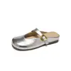Zapatillas de Verano Augu Shiden con Puntera Plateada para Mujer 2026 Nuevas Zapatillas de Caminar al Aire Libre Mary Jane Slip-On