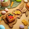 Bandeja de Conejo de Pascua Madera Maciza Estilo Nuevo Fruta Snack Decorativa Madera Bandeja Mesa Exhibición Fiesta Transfronterizo