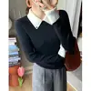 Suéter para Mujer 2025 Nuevo Estilo, Camisa Base de Punto Impresionantemente Hermosa, Elegante y que Reduce la Edad, Prenda Superior de Otoño e Invierno para Dama