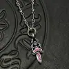 Joias da Moda Prata Tailandesa Pequena Espada de Diamante Vintage Desgastada Colar Corrente de Suéter Pingente de Diamante Colorido Nicho Europeu e Americano