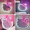 Espejo de Maquillaje con Luz de Neón USB Luz Ambiental LED Decoración de Habitación Dormitorio Luz Brillante Hello Kitty Regalo Regulable