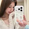 Funda de teléfono con ilustración de mariposa de primavera y conejo tulipán estilo coreano, adecuada para iPhone 17 Pro y 18 Pro Max