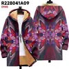 Chaqueta de Nuevo Estilo con Elementos de Patrón Multicolor B38 Cierre de Cremallera Cardigan con Capucha Grueso Invierno Polar Algodón Abrigo con Forro Amarillo