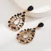 Brincos Irregulares Exagerados He Ming Europeus e Americanos Transfronteiriços Novo Retrô Estampa de Leopardo para Mulheres, Liga de Metal Incrustada com Diamantes, Brincos Super Brilhantes e Estilosos