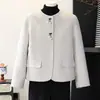 Abrigo estilo Chanel para mujer, nueva moda de otoño para madres, elegante y juvenil, abrigo corto de lana de color liso doble cara para mujeres de mediana edad