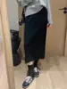Impresionante falda recta de punto gris oscuro para mujer, falda de un solo paso para otoño e invierno, minifalda de cachemira, falda larga ajustada de cintura alta