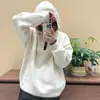 Suéter de Tricô com Capuz e Meio Zíper Estilo Coreano para Mulheres, Roupa de Outono e Inverno, Suéter Moletom Solto Estilo Preguiçoso