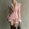 Vestido Blazer de Comercio Exterior Transfronterizo Europeo y Americano para Primavera y Otoño, Elegante para el Trabajo, con Nuevo Diseño y Mangas Largas de Bloques de Color