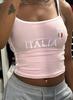 Transfronteiriça Curta Ajustada Letra Europeia e Americana Top Y2K Feminino Verão Camiseta Ombro à Mostra Roupa Sexy Rua