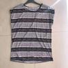 Camiseta feminina sem mangas, barata, de verão, com gola redonda, casual, listrada, pulôver