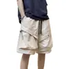 Shorts de Trabalho Cleanfit para Homens, Estilo High Street Tendência de Verão, Shorts Casuais de Bolso Grande Estilo Americano Comprimento do Joelho para Homens