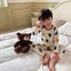 Pijama para Niños y Niñas Categoría a Primavera y Otoño Cuello Redondo Dibujos Animados Set de Ropa Interior Bebé 280g Lana Pull-Up Ropa para el Hogar