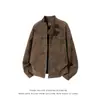 Chaqueta Harrington de Estilo Americano, Hombro Corto, Longitud hasta el Hombro para Hombre, Otoño Melard Fresca y Elegante, Cuello Alto, Piel Sintética, Chaqueta de Vuelo tipo Béisbol