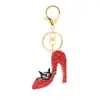 Procesamiento personalizado zapatos aleación colgante europeo y americano diamante tacones altos metal llavero broche collar muestra a figura