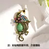 Broche Elegante de Pavão Retrô para Mulheres, Alfinete Animal Colorido com Strass em Liga, Acessório de Alta Qualidade para Roupas e Casacos