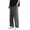 Pantalones Casuales de Seda de Hielo para Hombre 2024 Primavera Nuevos de Color Sólido Pierna Ancha Pantalones Deportivos Delgados Rectos