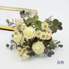 Flores de Manzanilla de Burbuja Artificiales con Bordes Quemados Realistas, Pequeño Ramo de Rosas y Margaritas para Decoración de Bodas y Espacios de Alojamiento