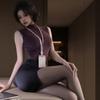 Lingerie Sexy de Corte Justo, Saia de Cintura Baixa 'Pure Lust Secretary', Uniforme de Aeromoça, Traje 'No-Take-Off' para Noites Apaixonadas, Sistema de Abstinência Qqny