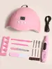 Set de Cuidado de Uñas para el Hogar Herramientas Rosas para Uñas Lámpara UV Bolígrafo Eléctrico para Pulir Set de Pulido para Manicura