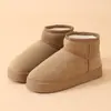 Novas botas de neve de inverno simples e versáteis, sapatos de algodão com forro de pelúcia, sola grossa, quentes, antiderrapantes, chinelos estilo casal unissex
