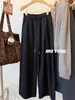 Pantalones Casuales Grises con Cordón para Mujer, Otoño e Invierno, Adelgazantes, Petites, Pierna Ancha, Rectos Holgados Pantalones Scimitar