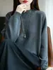 Suéter de Punto Grueso de Algodón 100% Puro para Mujer, Nuevo Estilo Otoño e Invierno 2026, Suéter Cálido con Cuello Semi Alto, Prenda Base de Color Sólido