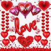 Confesión de Propuesta de San Valentín Globo Amor Rojo Amor Unido Corazón Abanico de Papel Pétalo de Rosa Paquete de Globos