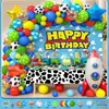 Conjunto de Balões de Aniversário Infantil para Crianças de 1 a 5 Anos, Suprimentos de Decoração para Cena de Festa, Conjunto Completo para Meninos e Meninas
