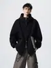 Sudadera con capucha de cremallera de talla grande estilo americano, versátil para primavera y otoño, color liso, corte holgado, chaqueta casual para hombre