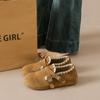 2025 Mocasines Cerrados de Moda Retro Versátil de Nicho para Mujer Diseño Otoño e Invierno Hebilla de Cinturón Pantuflas Casuales