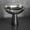 Plato de Frutas Asimétrico de Metal con Base de Mármol de Lujo Ligero, Adornos para Hotel, Club, Nuevo Estilo Chino, Snack, Frutero
