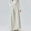 Foto real de pantalones de pierna ancha finos de otoño para mujer, de Tencel, algodón y lino, corte holgado, adelgazantes, versátiles, de corte recto, pantalones casuales cortos para figuras petite