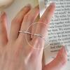 Anillo de plata de ley s925 con forma de nariz de cerdo hueca, estilo simple, estilo japonés, con barra de cadena y anillo abierto, con índices apilados.