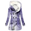 Gabardina de invierno para mujer, abrigo con capucha y estampado a cuadros 3D grueso, estilo europeo y americano, venta al por mayor, 2023