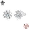 Brincos de moissanite Evelle pequenos com flores de margarida frescas, brincos brilhantes, joias de prata esterlina 925, atacado, brincos femininos