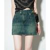 Saia jeans forrada primavera nova 2025 design chique retrô all-match saia quadril feminina cintura justa emagrecimento