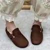 Zapatos Birkenstock Retro para Mujer en Invierno Estilo Nuevo Forrados de Borrego Engrosados Cálidos Zapatos Peludos de Una Pierna Suela Suave Cómodos Zapatos Grandes de Algodón