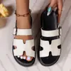Sandálias de Verão 2026 Novo Estilo Europeu e Americano Tamanho Grande Modernas Confortáveis Slip-On Solado Grosso Fivela Quadrada para Mulheres Atacado