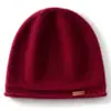 Gorro de Cachemira para Mujer 100% Cachemira Pura Nueva Moda Doble Capa Borde Enrollado Versátil Color Sólido Tejido Protección para Orejas Gorro Cálido