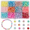 Set de Perlas Artificiales Perforadas Sueltas DIY Coloridas Redondas de ABS Materiales para Joyería Accesorios Caja de 24/28 Compartimentos