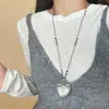 Collar Colgante Corazón Transparente Cruz para Mujer Y2K Dulce y Fresco Sexy Cadena de Suéter Apilada Accesorios Personalizados de Alta Gama