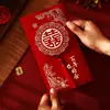 Suprimentos para Celebração de Casamento Envelope Vermelho Casamento Noivado Lembrancinha de Agradecimento Festa da Lua Cheia Envelope Vermelho Veludo Espessado Borla Pacote Vermelho