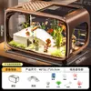 Aquário criativo para uso doméstico na sala de estar, aquário transparente com tampa, móvel de TV de mesa, aquário ecológico para visualização de peixes dourados e tartarugas