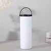 Taza Sublimación Transfronteriza de 20 oz Recta con Popote Termo de Acero Inoxidable 304 con Tapa de Asa para Coche Portátil DIY