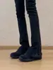 Em estoque~Mocassins de pelúcia com sola grossa para mulheres, novo estilo de inverno, com cadarço, quentes, versáteis, sapatos de pelúcia, sapatos de algodão, botas de neve