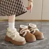 Zapatos Birkenstock de suela gruesa para mujer, tendencia de moda coreana 2026, novedad de invierno, forrados de felpa, de caña alta, para personas bajas, zapatos de algodón que aumentan la altura